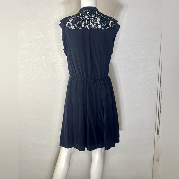 Rebecca Taylor Rich Navy Blue Lace Detail Silk Dress - Picture 3 of 4